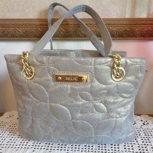 Relic Quilted Metallic Gold Shimmer Satchel